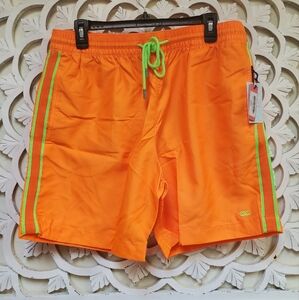 Le Club Neon Orange And Green Swim Trunks NWT Sunset ( Long) XL
